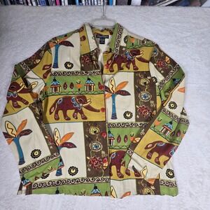 Gaudy‎ Couture Elephant Jacket Womens XL Multi Beaded Sequin Boho Canvas